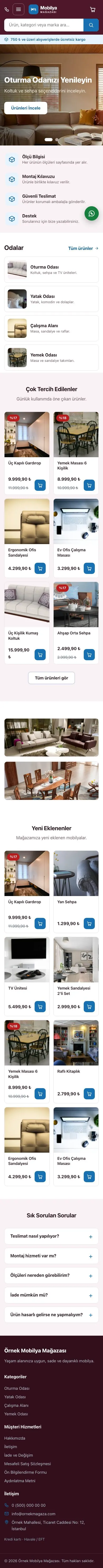 Market Bordo Mavi – Mobilya Mağazası E-ticaret Sitesi mobil görünümü