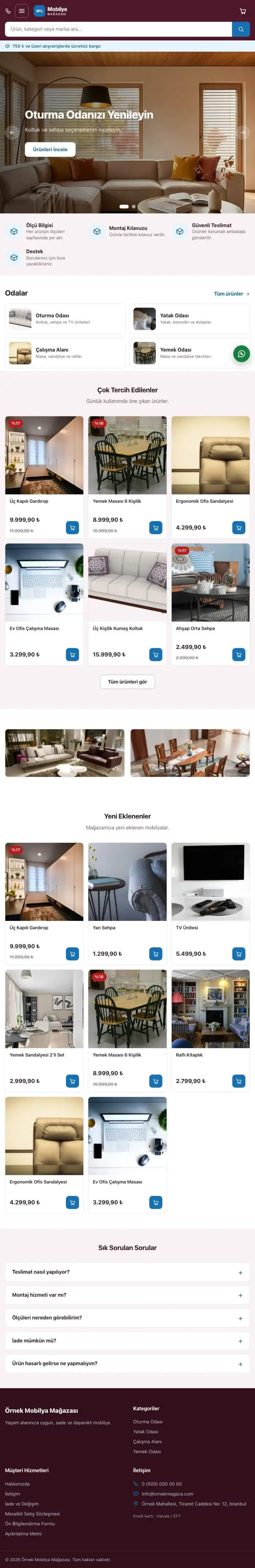 Market Bordo Mavi – Mobilya Mağazası E-ticaret Sitesi tablet görünümü