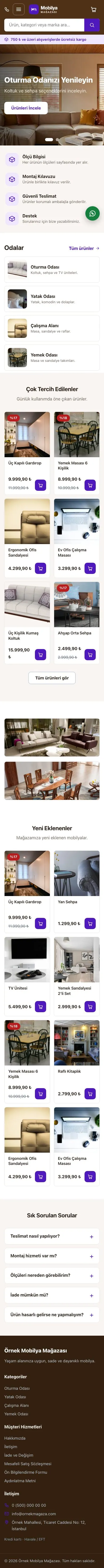 Market Kahve Mor – Mobilya Mağazası E-ticaret Sitesi mobil görünümü