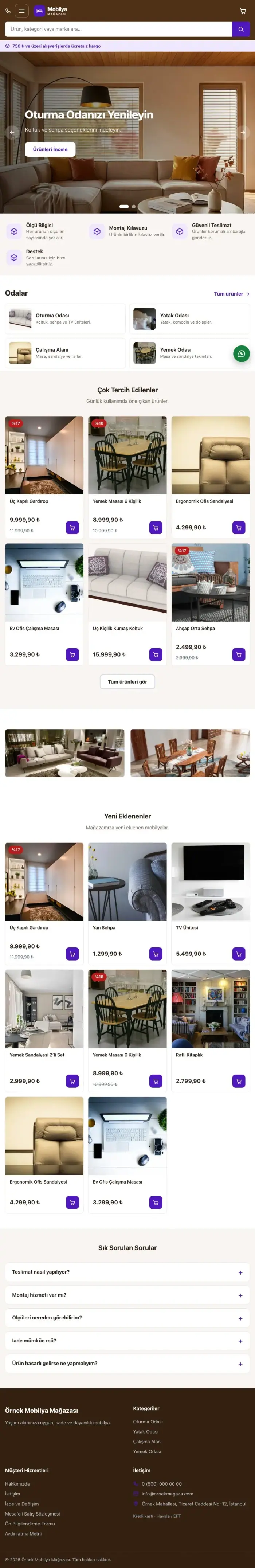 Market Kahve Mor – Mobilya Mağazası E-ticaret Sitesi tablet görünümü