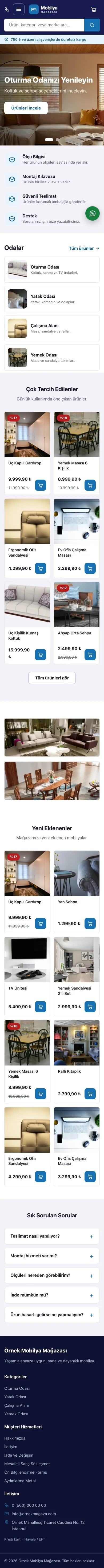 Market Lacivert Mavi – Mobilya Mağazası E-ticaret Sitesi mobil görünümü