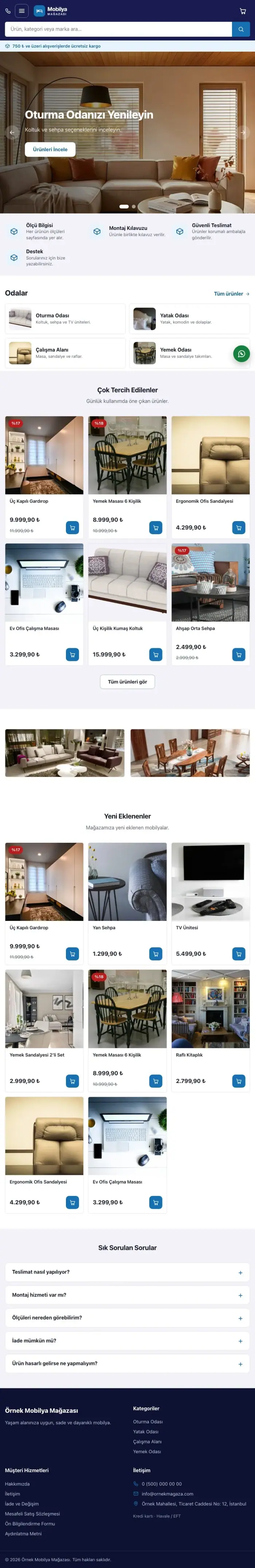 Market Lacivert Mavi – Mobilya Mağazası E-ticaret Sitesi tablet görünümü