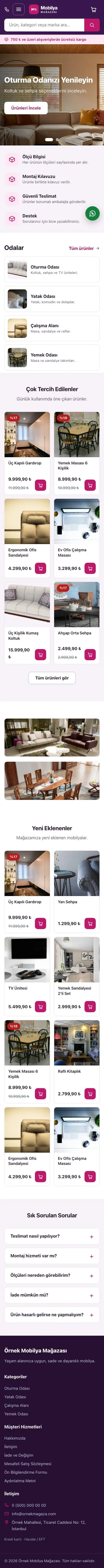 Market Mor Pembe – Mobilya Mağazası E-ticaret Sitesi mobil görünümü
