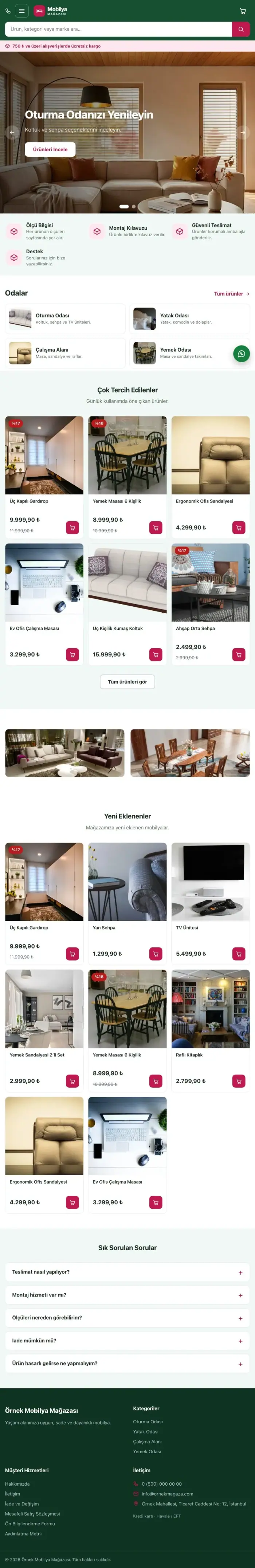 Market Yeşil Pembe – Mobilya Mağazası E-ticaret Sitesi tablet görünümü