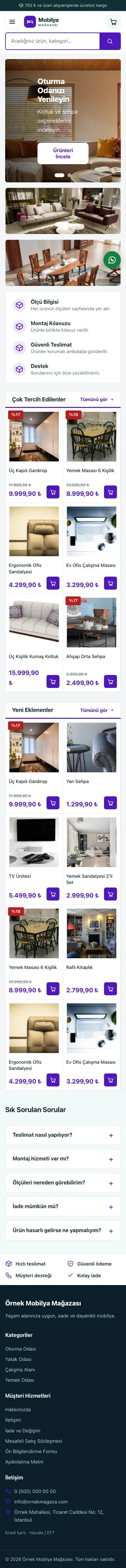 Pazar Yeri Petrol Mor – Mobilya Mağazası E-ticaret Sitesi mobil görünümü