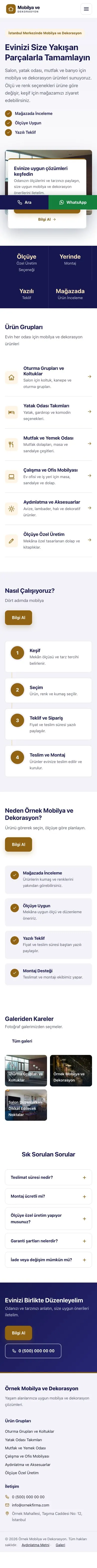 Bölünmüş Lacivert Turuncu – Mobilya ve Dekorasyon Web Sitesi mobil görünümü