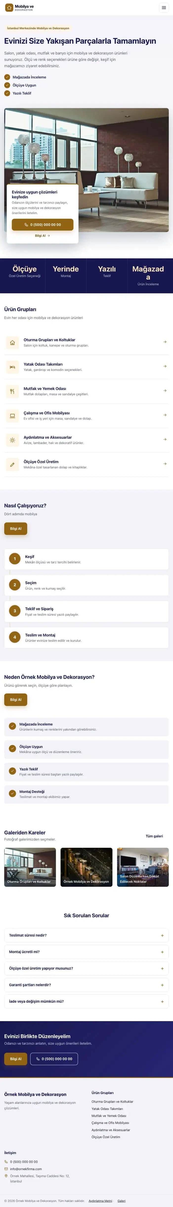 Bölünmüş Lacivert Turuncu – Mobilya ve Dekorasyon Web Sitesi tablet görünümü