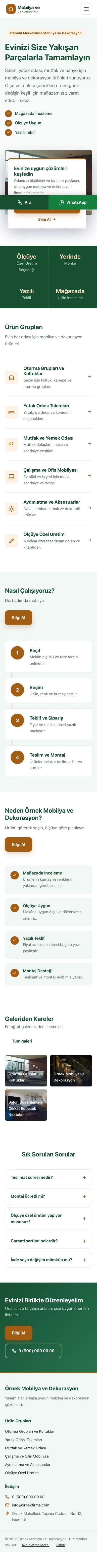 Bölünmüş Yeşil Turuncu – Mobilya ve Dekorasyon Web Sitesi mobil görünümü