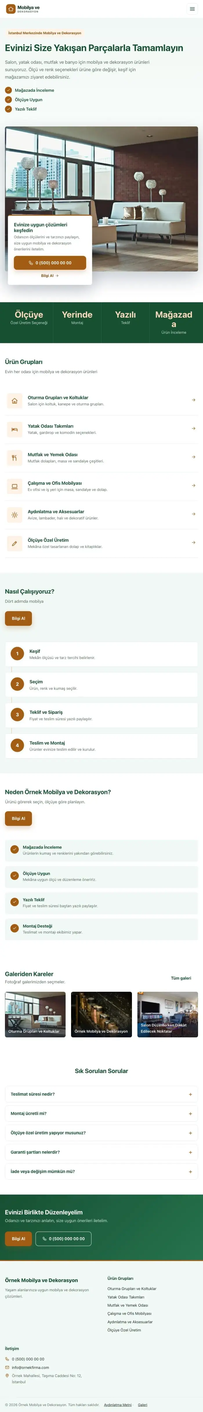 Bölünmüş Yeşil Turuncu – Mobilya ve Dekorasyon Web Sitesi tablet görünümü