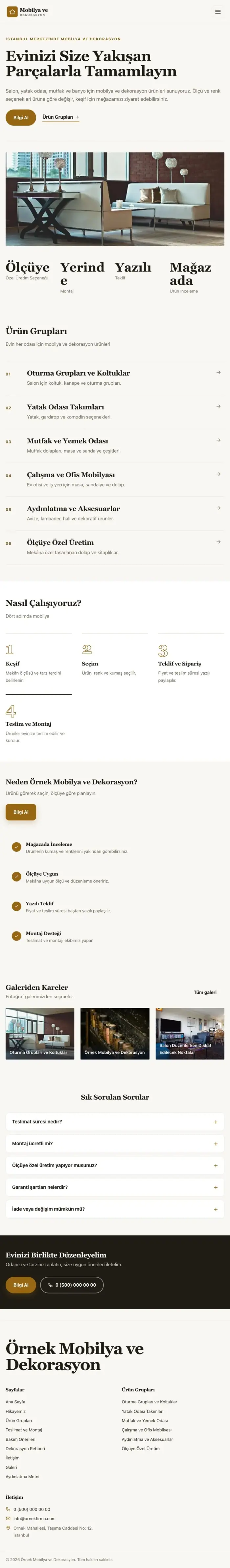Editoryal Kahve Turuncu – Mobilya ve Dekorasyon Web Sitesi tablet görünümü
