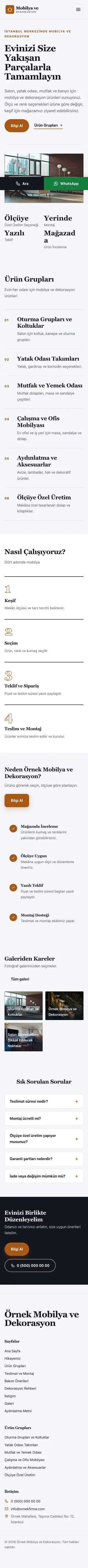 Editoryal Lacivert Turuncu – Mobilya ve Dekorasyon Web Sitesi mobil görünümü