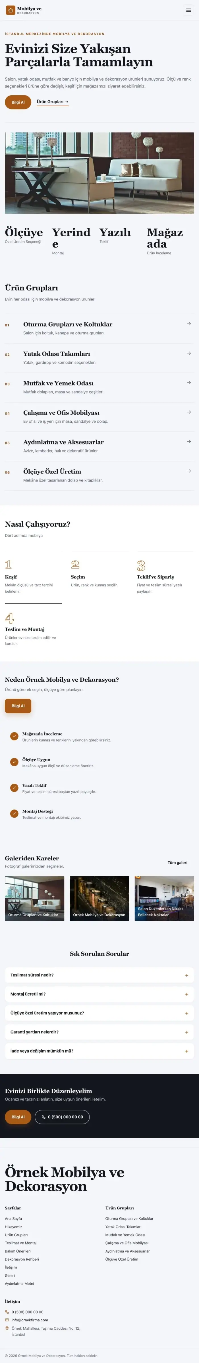 Editoryal Lacivert Turuncu – Mobilya ve Dekorasyon Web Sitesi tablet görünümü