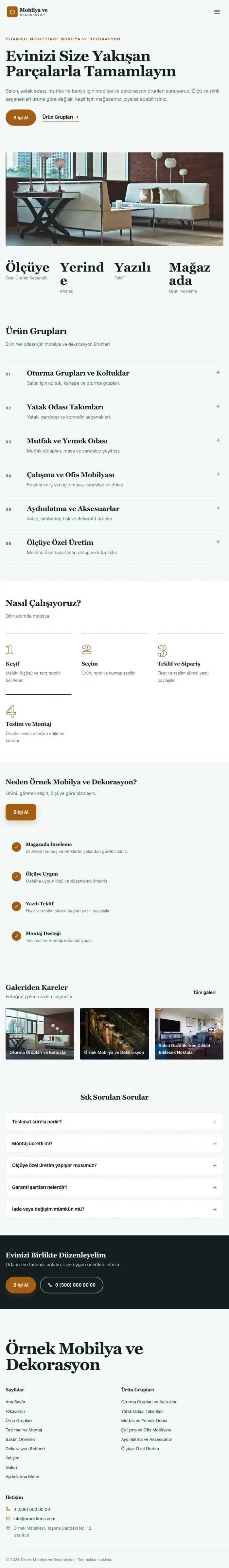 Editoryal Petrol Turuncu – Mobilya ve Dekorasyon Web Sitesi tablet görünümü