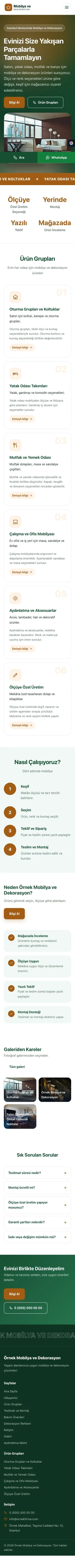 Hareketli Yeşil Turuncu – Mobilya ve Dekorasyon Web Sitesi mobil görünümü