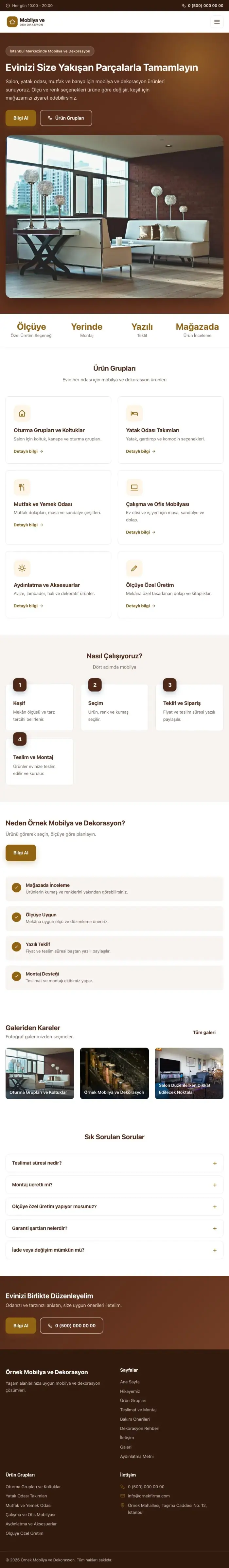 Klasik Kahve Turuncu – Mobilya ve Dekorasyon Web Sitesi tablet görünümü