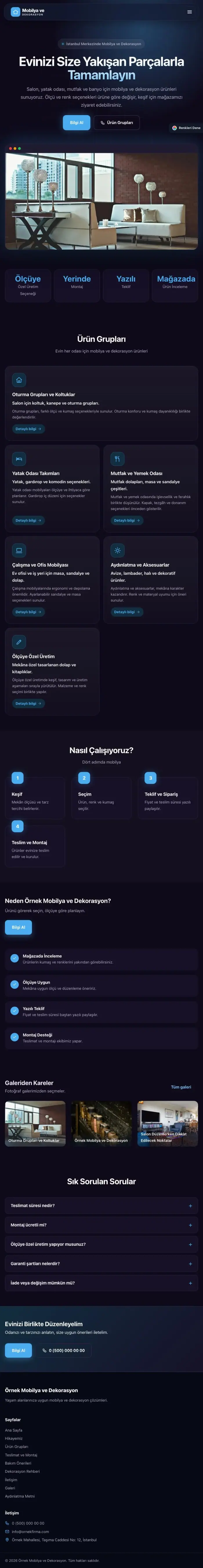 Koyu Modern Lacivert Mavi – Mobilya ve Dekorasyon Web Sitesi tablet görünümü