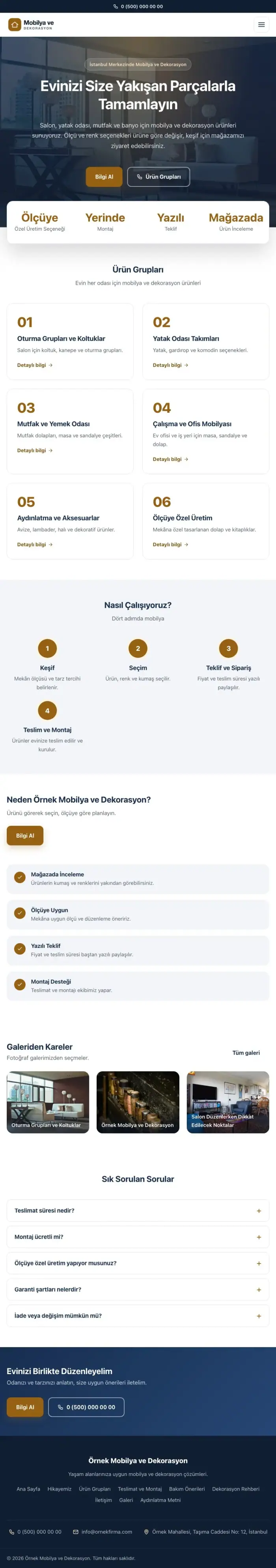 Merkez Mavi Turuncu – Mobilya ve Dekorasyon Web Sitesi tablet görünümü