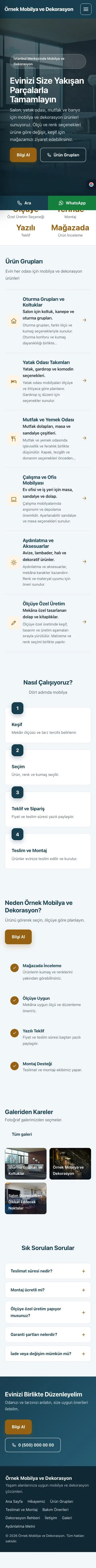 Sol Menü Mavi Turuncu – Mobilya ve Dekorasyon Web Sitesi mobil görünümü