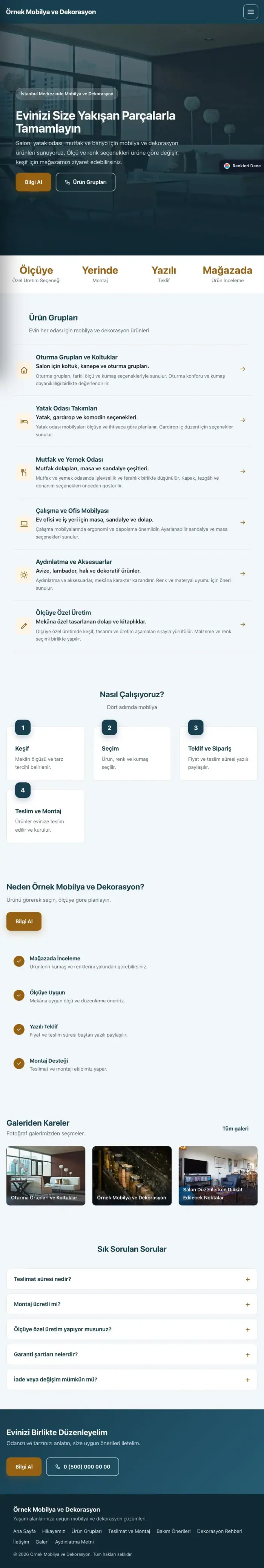 Sol Menü Mavi Turuncu – Mobilya ve Dekorasyon Web Sitesi tablet görünümü