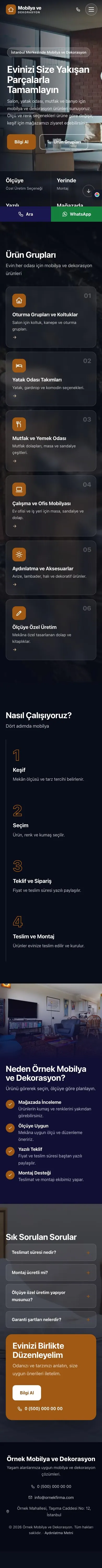 Tam Ekran Lacivert Turuncu – Mobilya ve Dekorasyon Web Sitesi mobil görünümü