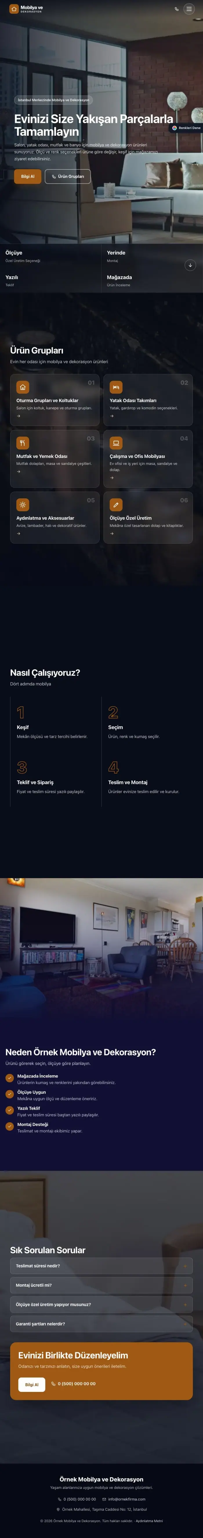 Tam Ekran Lacivert Turuncu – Mobilya ve Dekorasyon Web Sitesi tablet görünümü