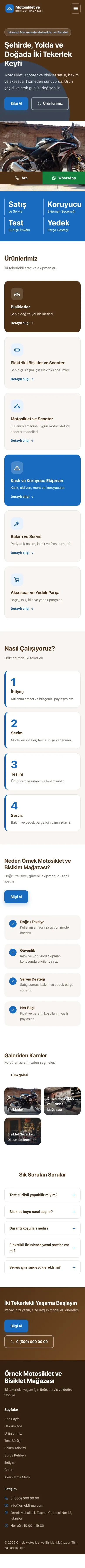 Blok Kahve Mavi – Motosiklet ve Bisiklet Web Sitesi mobil görünümü