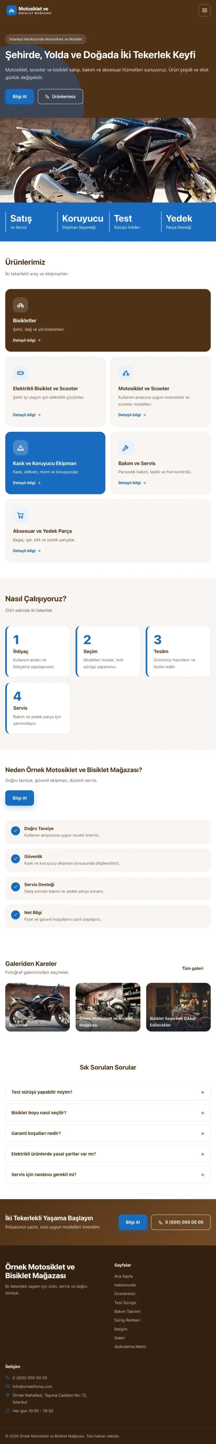 Blok Kahve Mavi – Motosiklet ve Bisiklet Web Sitesi tablet görünümü