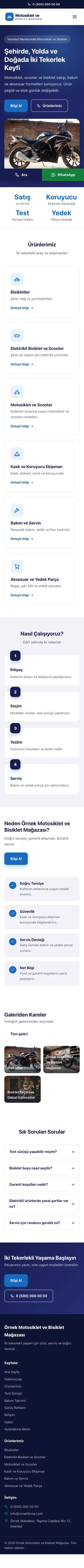 Klasik Lacivert Mavi – Motosiklet ve Bisiklet Web Sitesi mobil görünümü