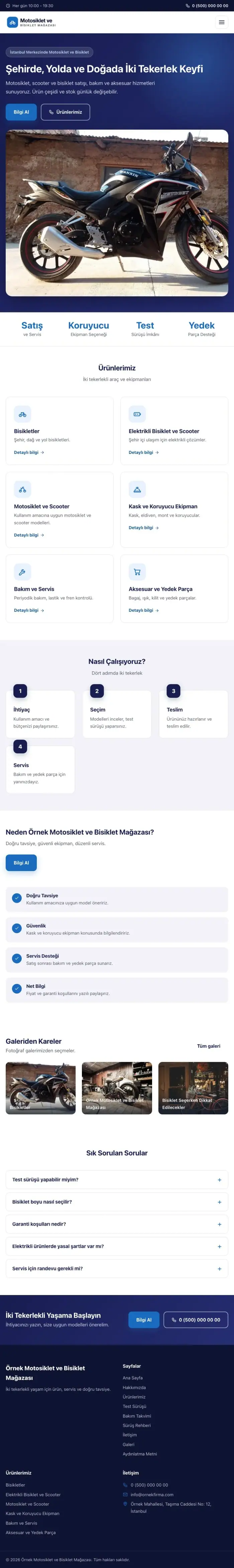 Klasik Lacivert Mavi – Motosiklet ve Bisiklet Web Sitesi tablet görünümü