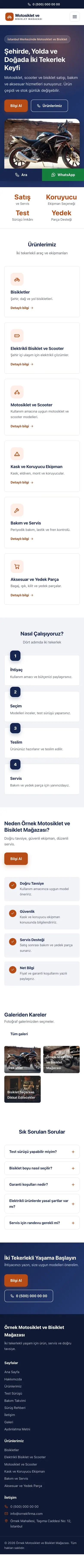 Klasik Mavi Turuncu – Motosiklet ve Bisiklet Web Sitesi mobil görünümü