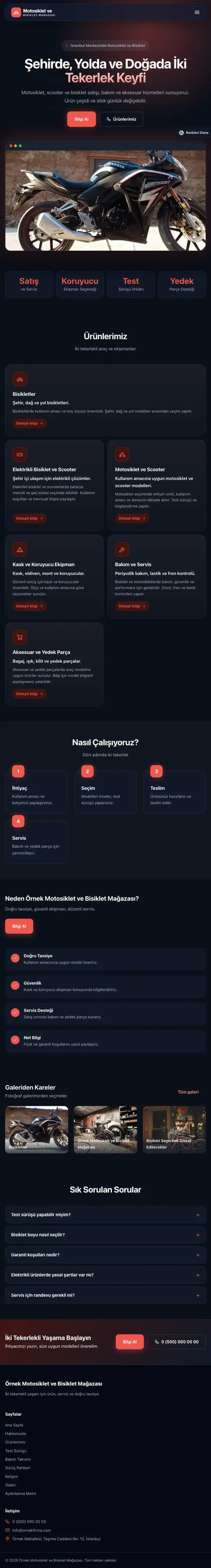 Koyu Modern Mavi Kırmızı – Motosiklet ve Bisiklet Web Sitesi tablet görünümü