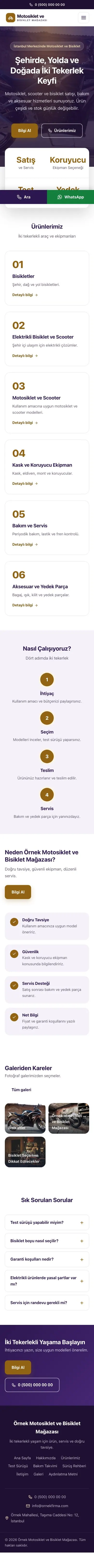 Merkez Mor Turuncu – Motosiklet ve Bisiklet Web Sitesi mobil görünümü