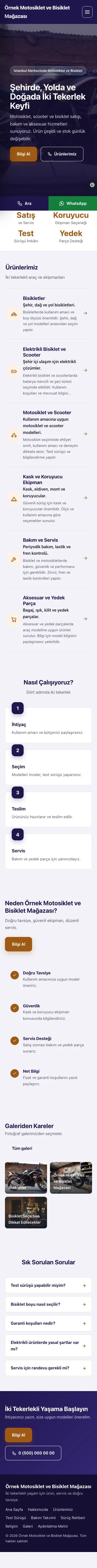 Sol Menü Lacivert Turuncu – Motosiklet ve Bisiklet Web Sitesi mobil görünümü