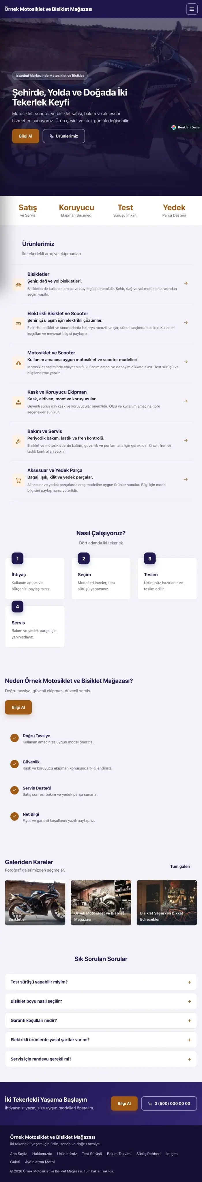 Sol Menü Lacivert Turuncu – Motosiklet ve Bisiklet Web Sitesi tablet görünümü