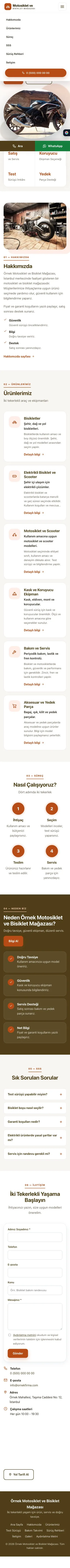 Tek Sayfa Kahve Turuncu – Motosiklet ve Bisiklet Web Sitesi mobil görünümü
