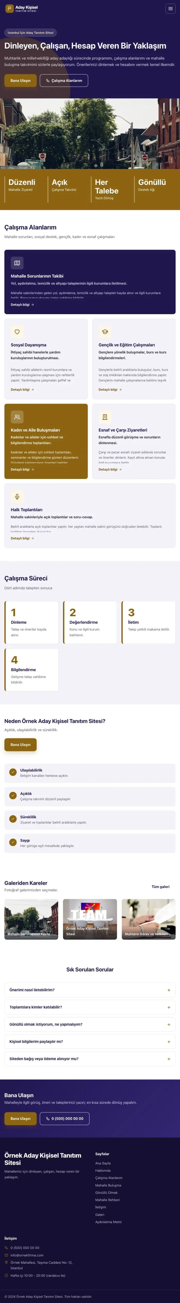 Blok Lacivert Amber – Muhtar ve Milletvekili Adayı Web Sitesi tablet görünümü