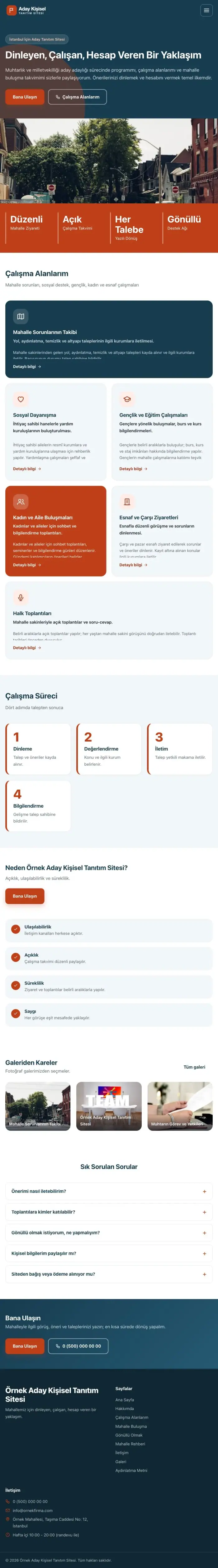 Blok Mavi Turuncu – Muhtar ve Milletvekili Adayı Web Sitesi tablet görünümü