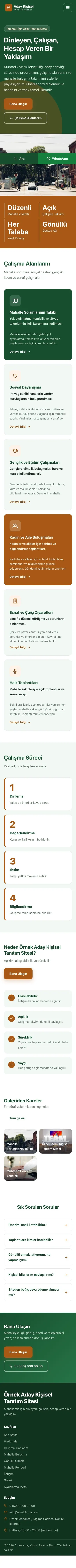 Blok Yeşil Turuncu – Muhtar ve Milletvekili Adayı Web Sitesi mobil görünümü