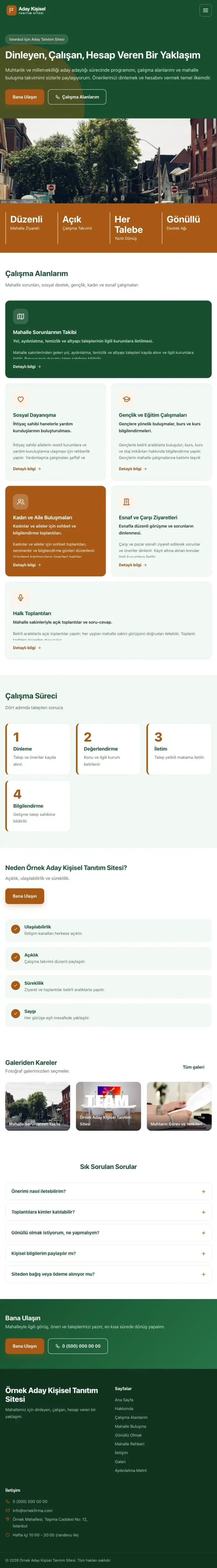 Blok Yeşil Turuncu – Muhtar ve Milletvekili Adayı Web Sitesi tablet görünümü
