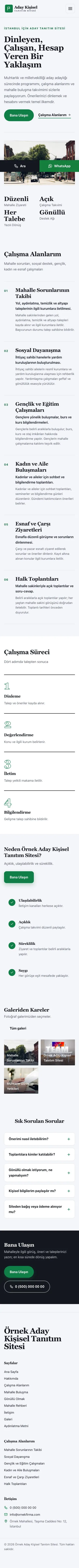 Dergi Editoryal Lacivert Yeşil – Muhtar ve Milletvekili Adayı Web Sitesi mobil görünümü