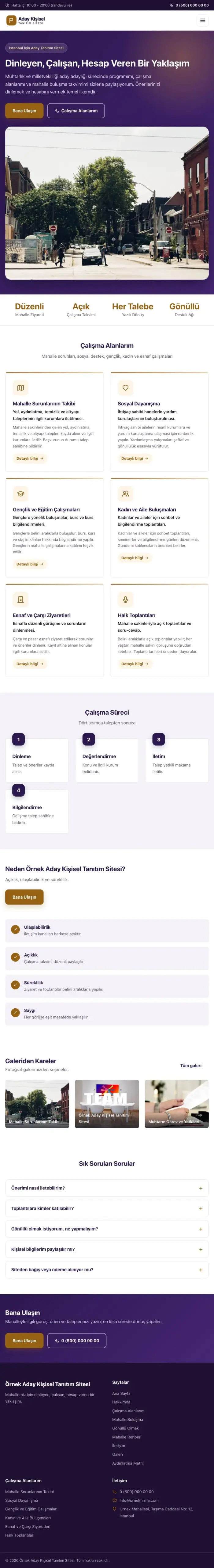 Klasik Mor Turuncu – Muhtar ve Milletvekili Adayı Web Sitesi tablet görünümü