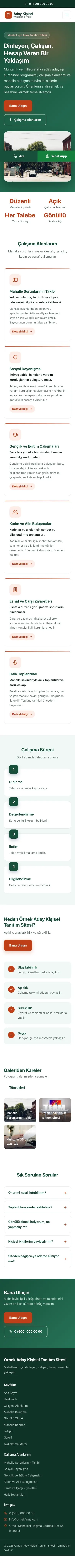 Klasik Yeşil Turuncu – Muhtar ve Milletvekili Adayı Web Sitesi mobil görünümü