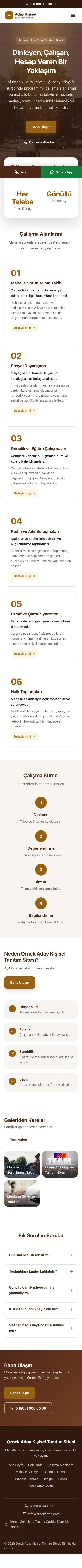 Merkez Kahve Turuncu – Muhtar ve Milletvekili Adayı Web Sitesi mobil görünümü