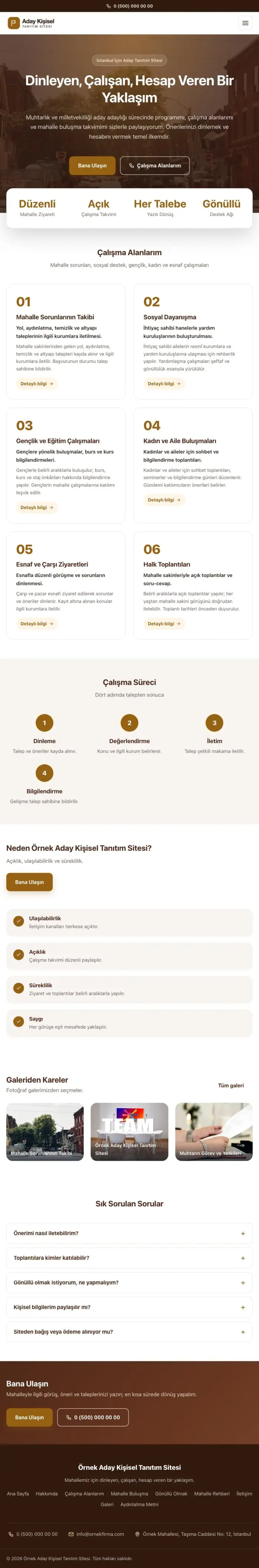 Merkez Kahve Turuncu – Muhtar ve Milletvekili Adayı Web Sitesi tablet görünümü