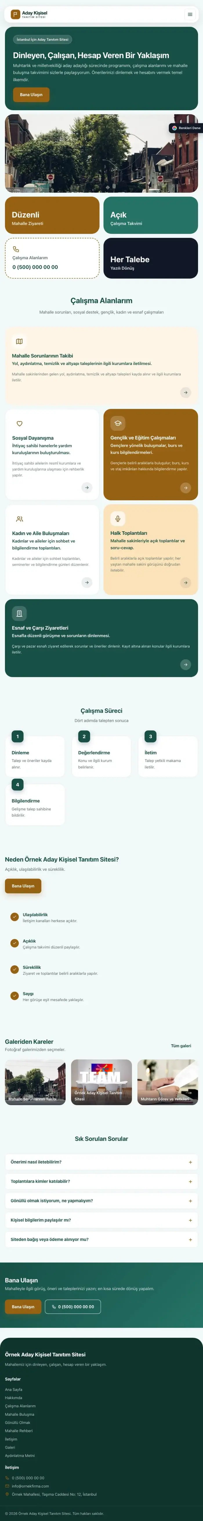 Mozaik Petrol Turuncu – Muhtar ve Milletvekili Adayı Web Sitesi tablet görünümü