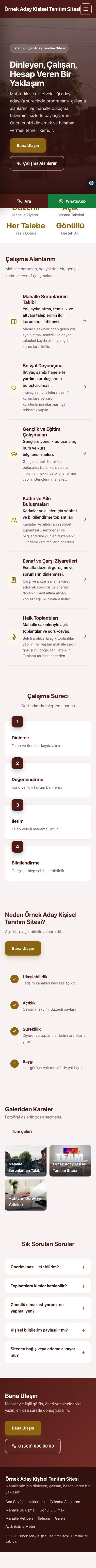 Sol Menü Bordo Amber – Muhtar ve Milletvekili Adayı Web Sitesi mobil görünümü