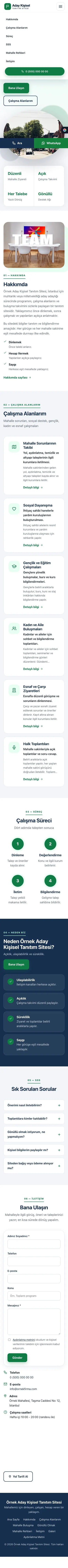 Tek Sayfa Mavi Yeşil – Muhtar ve Milletvekili Adayı Web Sitesi mobil görünümü