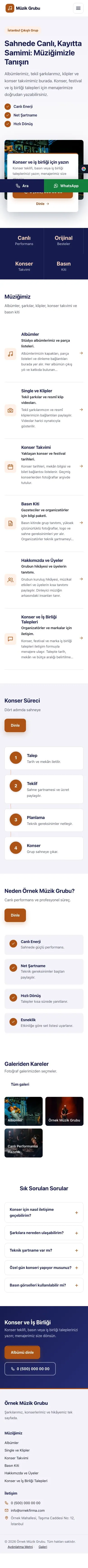 Bölünmüş Lacivert Turuncu – Müzik Grubu ve Albüm Tanıtımı Web Sitesi mobil görünümü