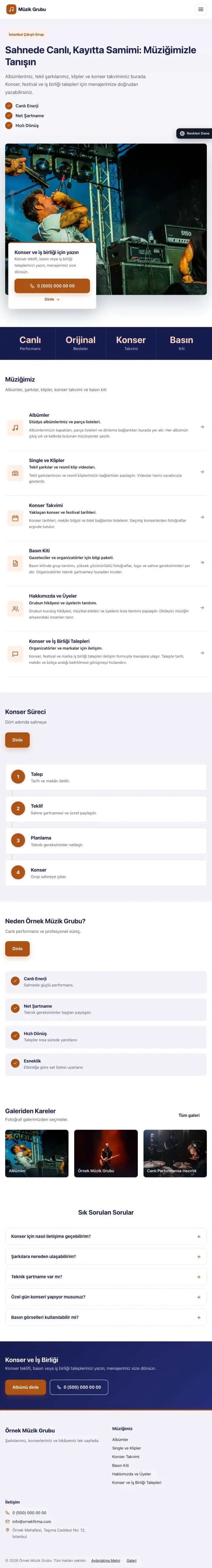 Bölünmüş Lacivert Turuncu – Müzik Grubu ve Albüm Tanıtımı Web Sitesi tablet görünümü