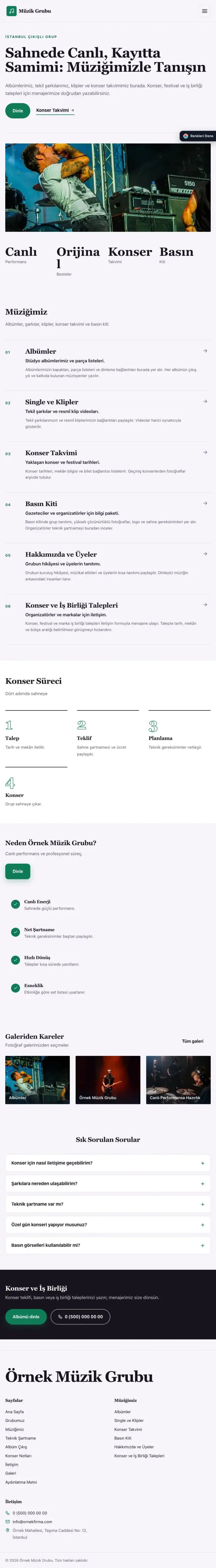 Dergi Editoryal Mor Turkuaz – Müzik Grubu ve Albüm Tanıtımı Web Sitesi tablet görünümü